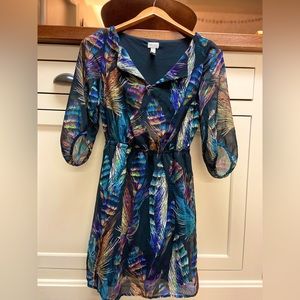 Dynamite xs black dress with feather print